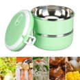 thumbnail image 1 of Oleegame 1PC Produce Storage Thermal Lunch Box Stackable Hot Food Insulated Box 304 Stainless Steel Round Lunchbox Sealed Food Containers Stackable Thermal Lunch Box Thermal Lunchbox Green, 1 of 4
