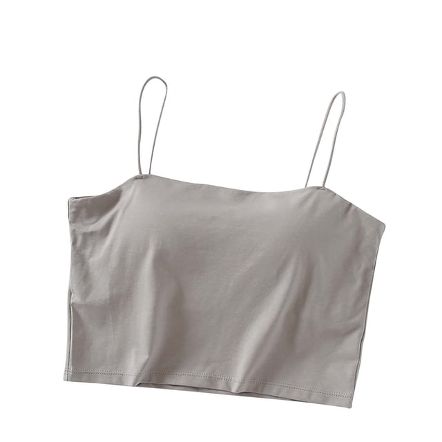 Timegard Womens Tank Tops with Built in Bras Cropped Spaghetti Strap Sleeveless Comfy Camis Basic Tee
