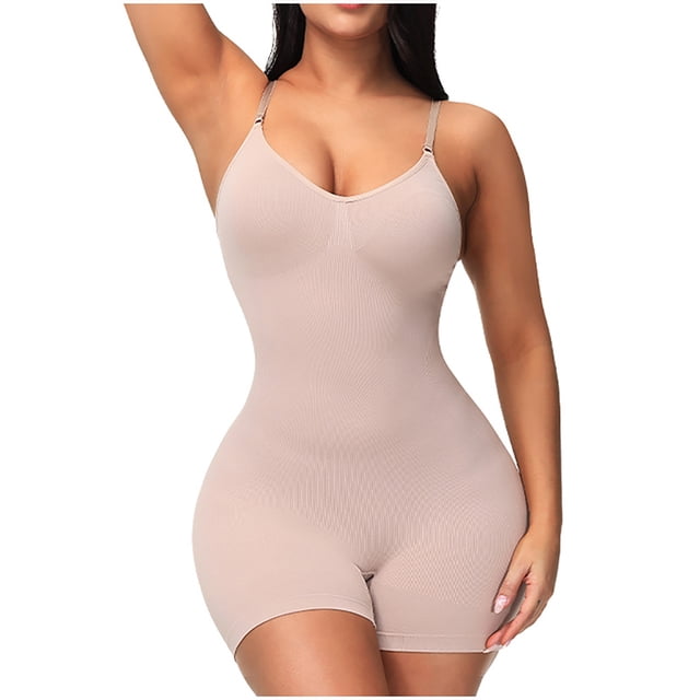 TIMIFIS Tummy Control Shapewear for Women Seamless Bodysuit Open Bust Mid Thigh Body Shaper Shorts - Summer