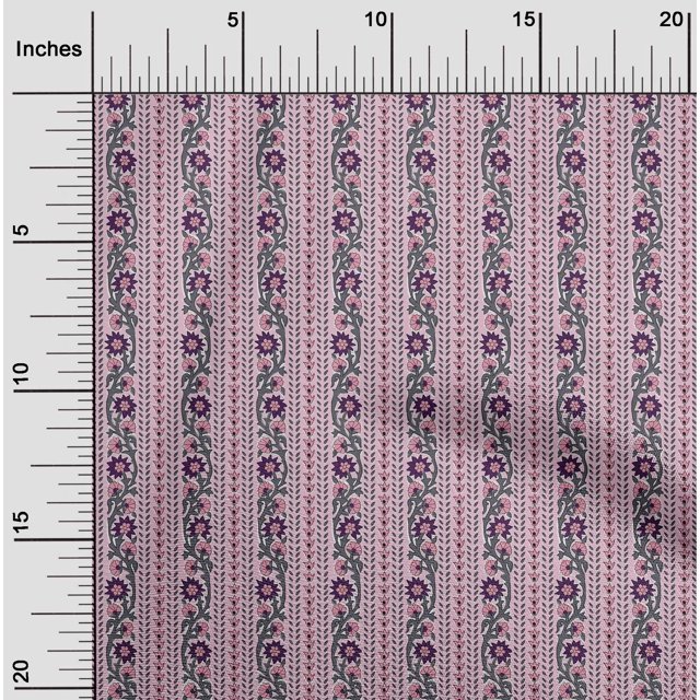 oneOone Cotton Silk Fabric Leaves & Floral Block Print Fabric BTY 42 Inch Wide