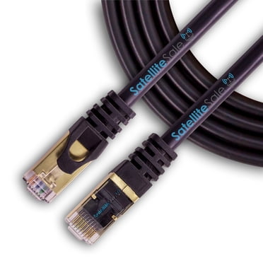 SatelliteSale RJ45 Cat-7 Câble Ethernet SSTP pour Internet, Fil Universel, Cordon Noir, 50 Pieds