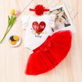 thumbnail image 2 of FhsagQ Ensembles pour Filles Robe de la Saint-Valentin pour Bébé Robe à Petites Manches Volantées Robe de Princesse Ensemble 3 Pcs Fille Tenues de Printemps Taille 6/7 Pâques Rouge Melon D\'eau 6 m, 2 of 6