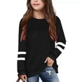 thumbnail image 2 of WEIYLL T-Shirts Filles Manches Longues Poignets Col Rond Patchwork Chaud Doux Hauts Enfant pour 4-5 Ans, 2 of 5