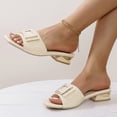 thumbnail image 3 of Dakaela Women's Flat Sandals Summer Comfortable Square Open Toe Slip on Slides Work Dress Mules Beige, 3 of 6