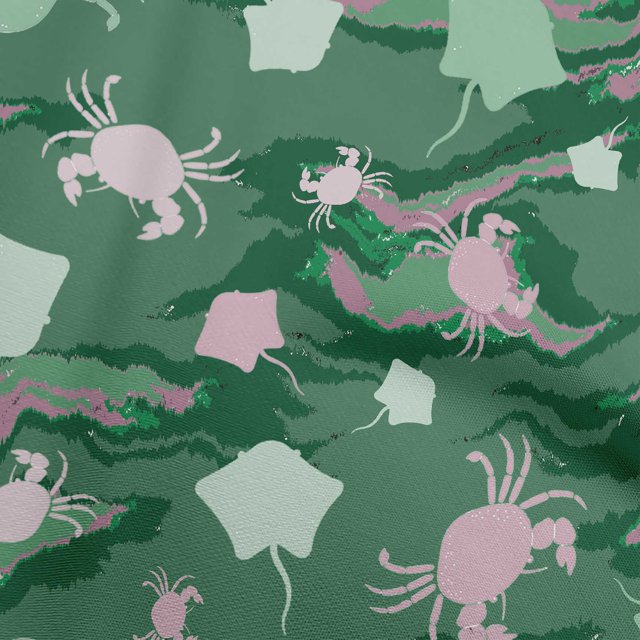 oneOone Tissu en Viscose Chiffon Vert Matériel de Robe de Mer Tissu Imprimé Tissu au Mètre 42 Pouces de Large