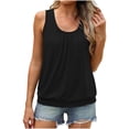 thumbnail image 2 of Weiqiqre T-Shirts pour Femmes Débardeurs d'Été Coupe Ample Plissés Col Rond Chandails Décontractés Sans Manches Bas à Bande, 2 of 7