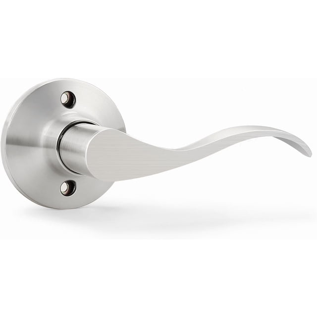 Satin Nickel Door Handle Interior Brushed Nickel Passage Door Lever for Hall and Closet Keyless Door Lock Set Reversible for Left Right Sided Doors Leverset Handleset