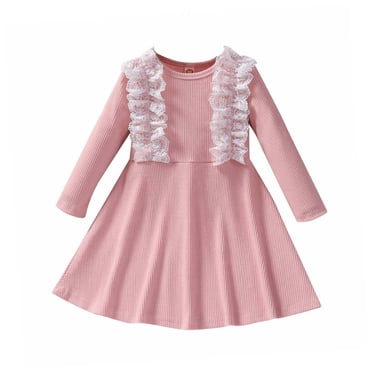 RKSTN Robe pour Tout-Petites Filles Robe à Manches Longues Nourrisson Tout-Petite Bébés Filles Robe à Manches Longues Col Rond Robe Florale Robe Robe de Princesse