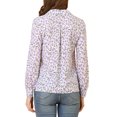 thumbnail image 3 of INSPIRE CHIC Women's 1950s Vintage Long Sleeve Printed Button Down Tops L White, 3 of 7