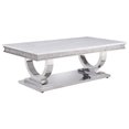 thumbnail image 1 of Acme Furniture Zander Coffee Table, White Printed Faux Marble & Mirrored Silver Finish, 1 of 2