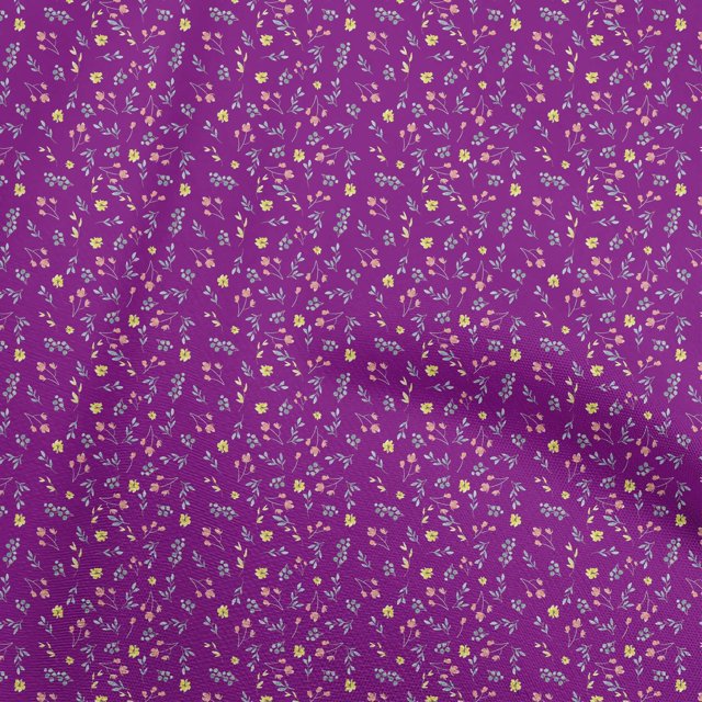 oneOone Coton Flex Violet Tissu Floral Petite Robe Matière Tissu Imprimé Tissu au Mètre 40 Pouces de Large