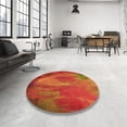 thumbnail image 4 of Ahgly Tapis de Zone Carré Transitionnel Néon Orange Lavable en Machine, 5 Pieds Carré, 4 of 7
