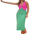 thumbnail image 4 of Femmes Bodycon Sans Manches Tricoté Robe Cravate Colorant Été Gradient Mini Robe Slim Fit Débardeur Robe Streetwear Parti Bleu S, 4 of 7