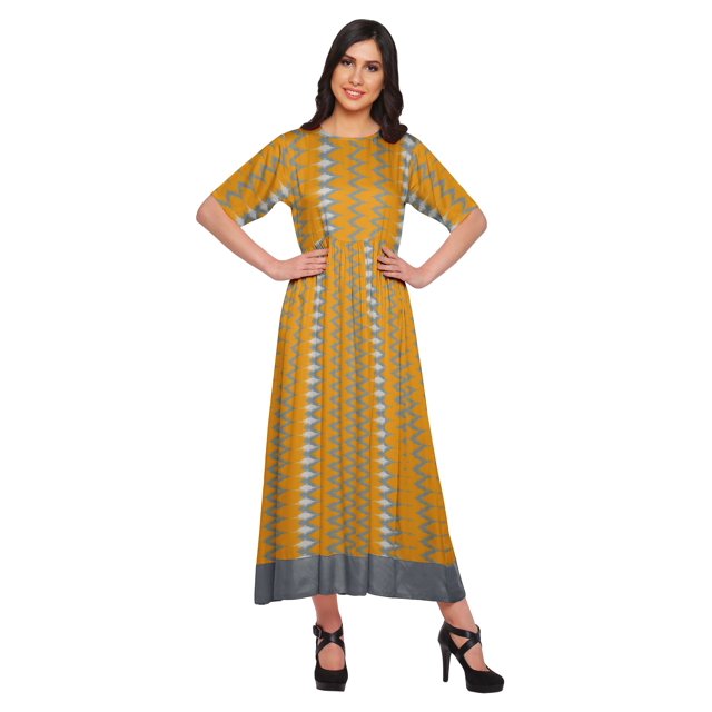 Moomaya Robe Kurta Imprimée Tenue d'Été Kurti pour Dames Tunique Longue Hauts pour Femmes