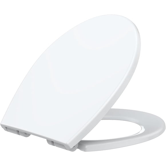 Eastvita White Round Toilet Seat with Slow-Close Quick-Release Hinges Non-Slip Bumpers Quiet Close Feature Easy to Install Clean American Standard