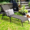 thumbnail image 1 of Costway Outdoor Patio Lounge Chair Chaise Fabric Adjustable Reclining Armrest Pool Brown, 1 of 10