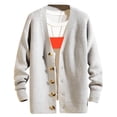 thumbnail image 1 of Grrvtrz Men's Casual Long Sleeve Deep V Neck Button Down Sweater Comfy Solid Color Sweater Coat Rib Knit Cardigan Sweaters, 1 of 6