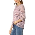 thumbnail image 4 of INSPIRE CHIC Chemises pour Femmes à Manches 3/4 Blouses en Mousseline Florale Rose-Bleu Floral TP, 4 of 7