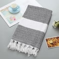 thumbnail image 1 of Offre Limitée Violete Serviette de Bain en Coton Absorbante Grande Taille Européenne et Tricotée à Rayures à Franges Turque Sable, 1 of 2