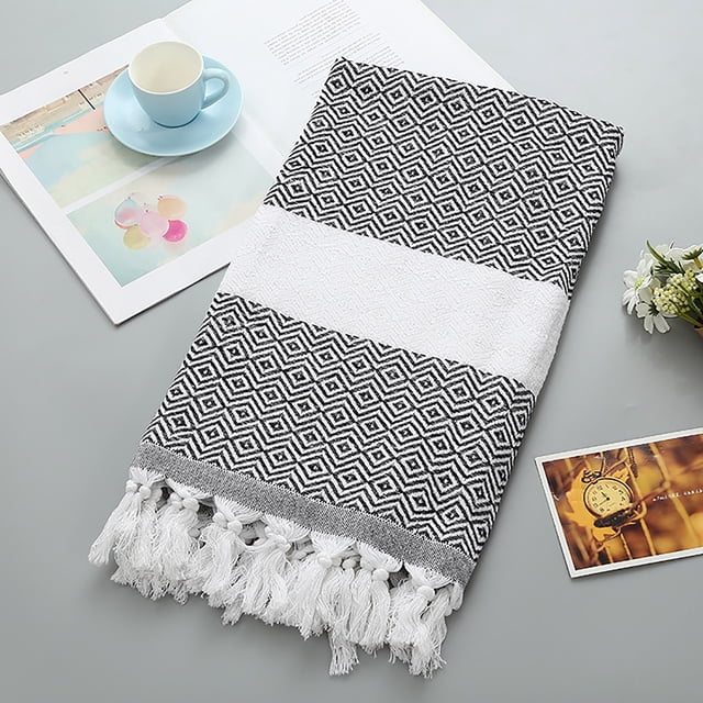 Offre Limitée Violete Serviette de Bain en Coton Absorbante Grande Taille Européenne et Tricotée à Rayures à Franges Turque Sable