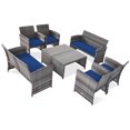 thumbnail image 1 of Patiojoy 8-Piece Outdoor Patio Furniture Set Rattan Wicker Conversation Sofa Set Navy, 1 of 7