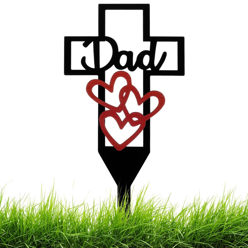 Cemetery Memorial Cross Stake Memorial Cross for Grave Garden Stake for Mom Dad Rustproof Metal Cross Grave Markers Memorial Cemetery Grave Stake for Grave Plaque Yard