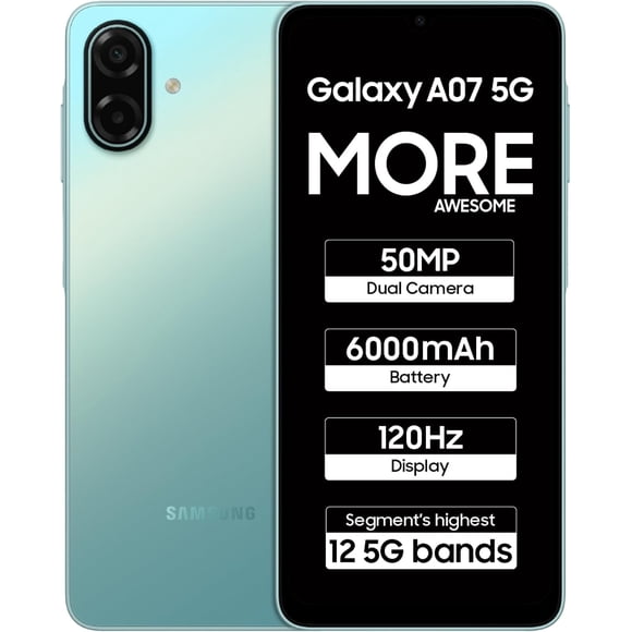 Samsung Galaxy A07 5G Smartphone (64GB,4GB RAM) | 120Hz Refresh Rate | Massive 6000mAh Battery | 50MP Dual Camera | Unlocked International Version
