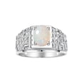 thumbnail image 1 of RYLOS Men's Rings Sterling Silver Designer Nugget Ring Oval 9X7MM Gemstone & Diamonds  Opal October Birthstone Rings For Man Size 9, 1 of 7