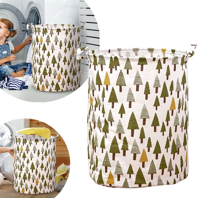 Patterned Linen Laundry Hamper for Bedroom or Bathroom Large Open Top Durable Breathable Fabric Storage Solution for Clothes no Lid