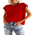 thumbnail image 2 of Women Solid Color Sweater Vests Crew Neck Cap Sleeve Loose Pullovers, 2 of 5
