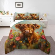 SUTENGDA Farmhouse 3-Piece Animal Floral Comforter Set  Full