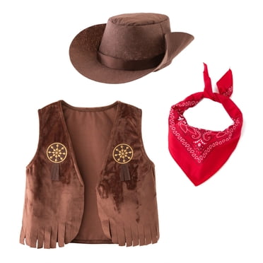 Cowboy Costume for Kids Girls Coats Size 6/7 Fancy Dress Up Vest Jacket Girl with Cowboy Hat Bandanas Girls Coats Outfit
