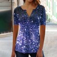 thumbnail image 2 of CEHVOM Mode Femme Décontractée Imprimé Col Rond Ample Manches Courtes T-shirt Haut Blouse Chandail Liquidation, 2 of 5