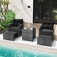 thumbnail image 1 of Costway 5 Piece Patio Rattan Furniture with 2 Ottomans & Tempered Glass Coffee Table Black, 1 of 9