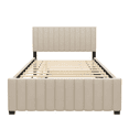 thumbnail image 3 of Full Size Velvet Upholstered Platform Bed with Twin Size Trundle, Beige, 3 of 8