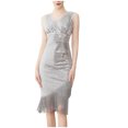 thumbnail image 2 of UPPADA Robe de Cocktail pour Femmes à Manches Longues Robe d'Invitée de Mariage Fente Latérale Jolie Robe Formelle Évasée Taille Haute Robe de Fête Robe de Bal Robe de Cocktail Liquidation Robes pour Femmes, 2 of 6