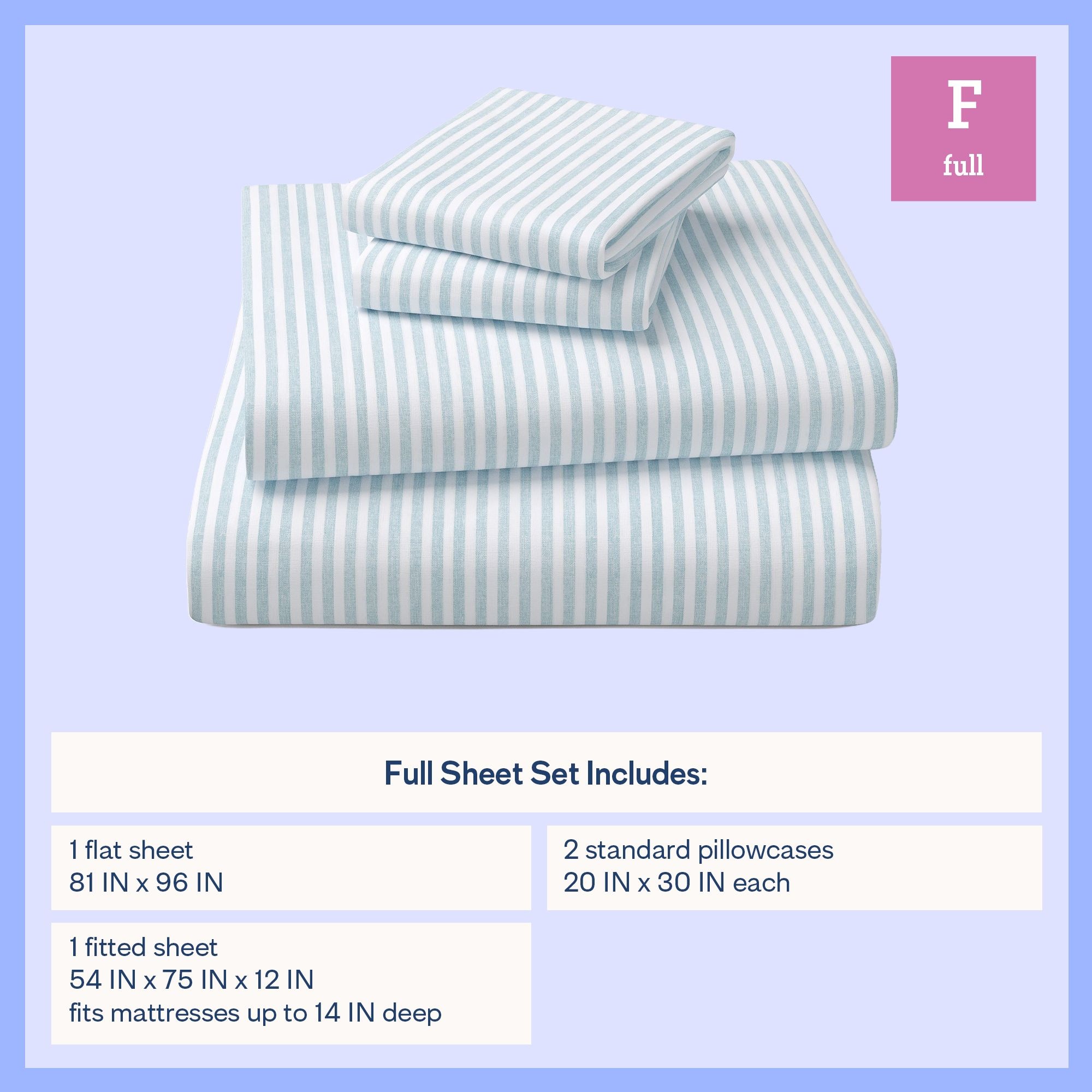 Mainstays Kids 220TC Cotton Blue Stripe Twin, 3 Piece Sheet Set