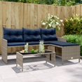 thumbnail image 1 of vidaXL Garden Sofa with Table and Cushions L-Shaped Grey Poly Rattan, 1 of 5