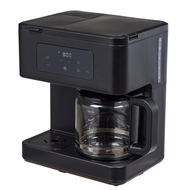 Mainstays Dual Brew Side by Side Coffee Maker, 12 Cup Drip Plus Single Serve