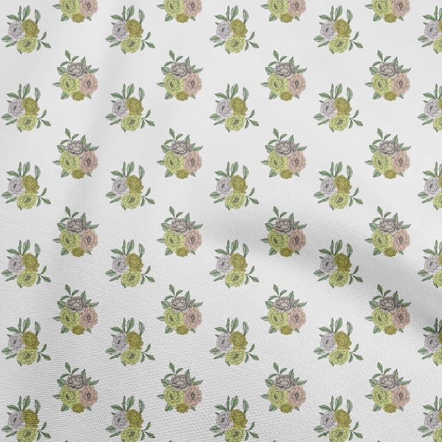 oneOone Coton Flex Vert Tissu Floral Matière de Robe Tissu Imprimé Tissu au Mètre 40 Pouces de Large