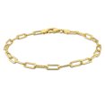 thumbnail image 1 of Miabella 3.5mm Yellow Plated Sterling Silver Fancy Cut Paperclip Link Chain Bracelet, 1 of 4