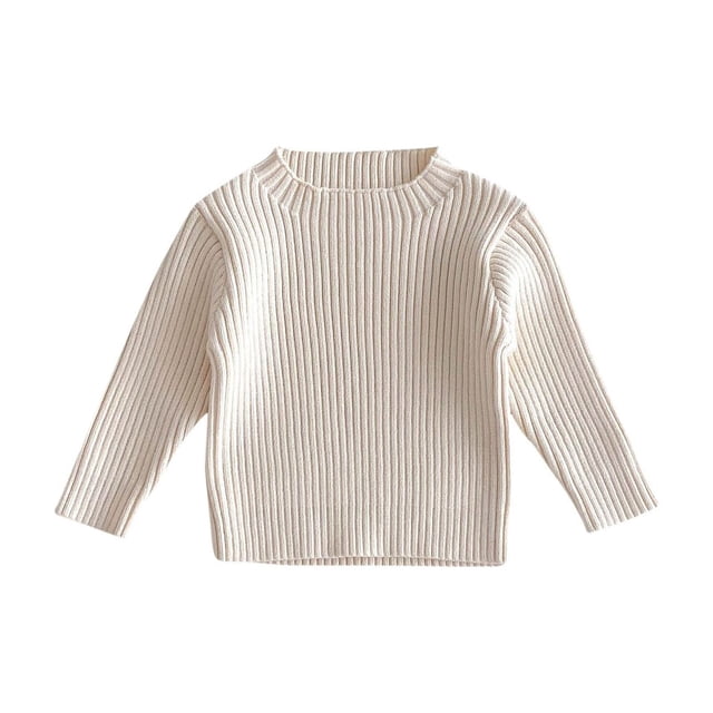 RKSTN Baby Sweaters Unisex Solid Color Crew Neck Long Sleeve Fashion Versatile Knit Sweater Comfortable Pullover Top Fashion Fall Winter Outfit