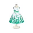 thumbnail image 2 of Robe Fille Verte Décontractée à Fleurs de Roses avec Double Nœud Papillon 4-5 Ans, 2 of 7