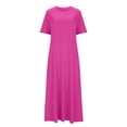 thumbnail image 4 of AherBiu Robe pour Femmes Décontractée à Col Rond, Robe Maxi Fluide à Manches Courtes, Robe Longue Ample avec Poches, 4 of 6