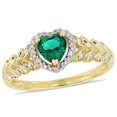 thumbnail image 1 of 2/5 Carat (ctw) Lab Created Emerald Promise Heart Ring in 10K Yellow Gold with Diamonds, 1 of 5