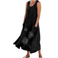 thumbnail image 1 of RKSTN Robes d'Été pour Femmes Décontractées en Coton et Lin à Col Rond Sans Manches Robes de Plage Amples Grande Taille à Imprimé Floral Évasées Maxi, 1 of 5