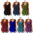 thumbnail image 4 of Womens Summer Sleeveless V Neck Solid Color Casual Swing Shirts Flowy Tank Tops Blouses with Buttons, 4 of 5