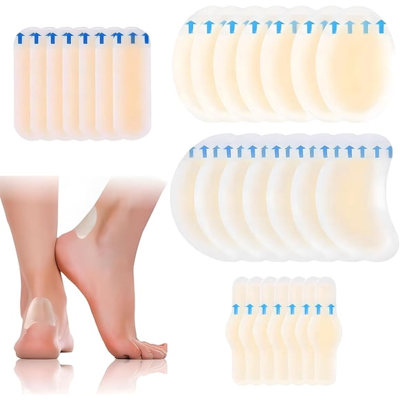28 Pcs Invisible Blister Plaster Set Waterproof Hydrocolloid Gel Blister Bandages for Fingers Toes Forefoot Heel Protector and Guard Skin(4 Sizes)