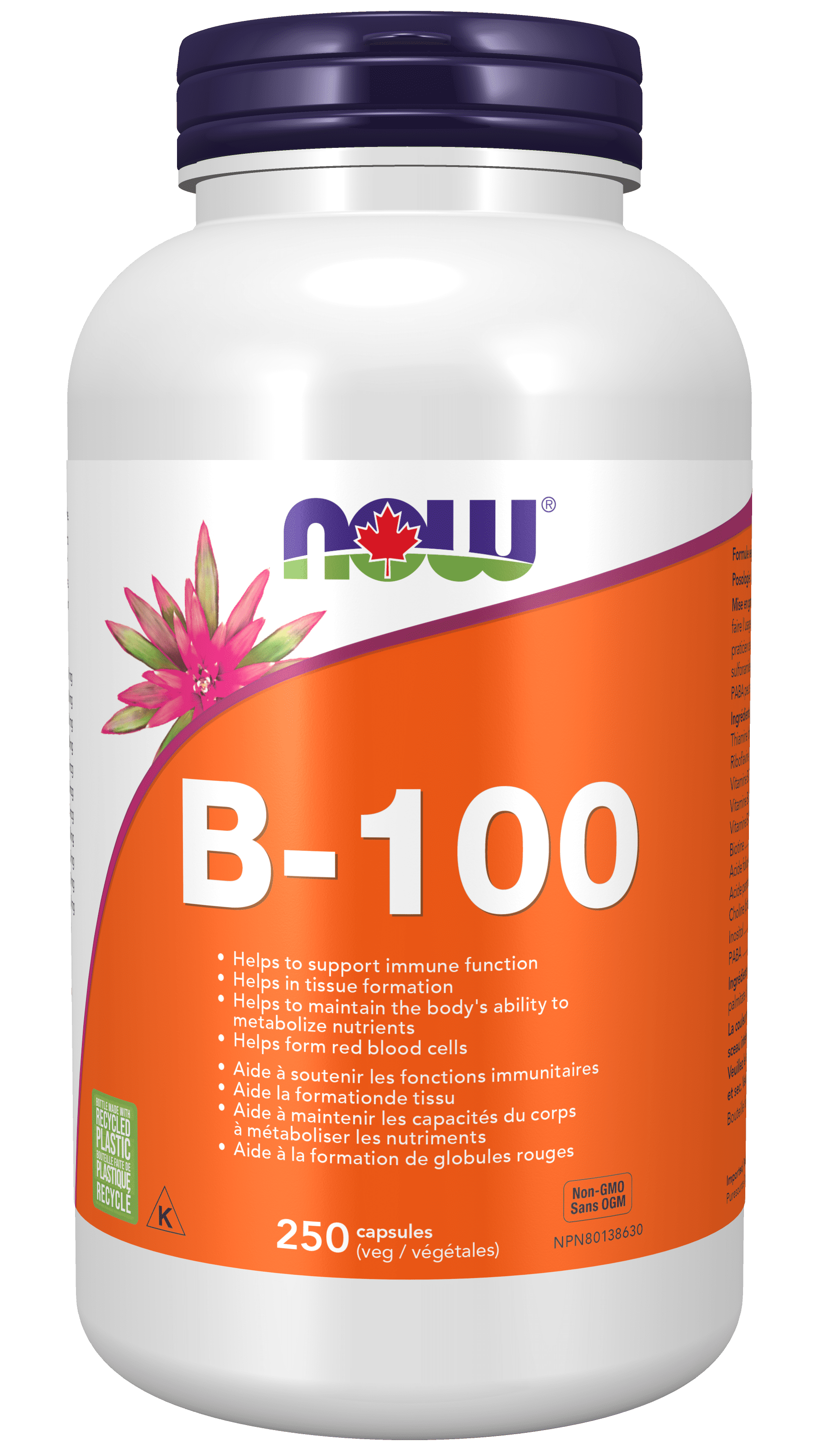 NOW Supplements B-100, B Vitamin Supplement Vegetable Capsules, 250 Count