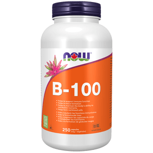 NOW Supplements B-100, B Vitamin Supplement Vegetable Capsules, 250 Count
